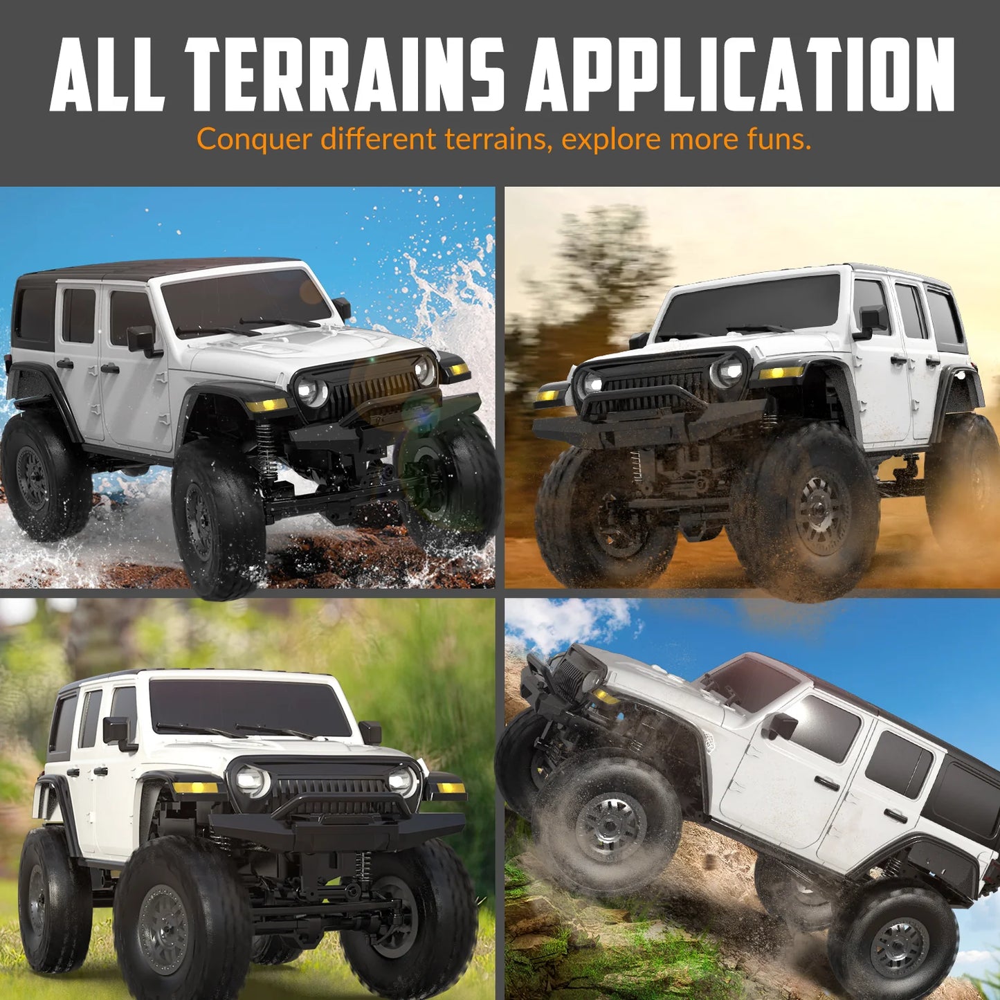 RCS24 off Road 1/24 Rock Crawlers with LED 4WD White