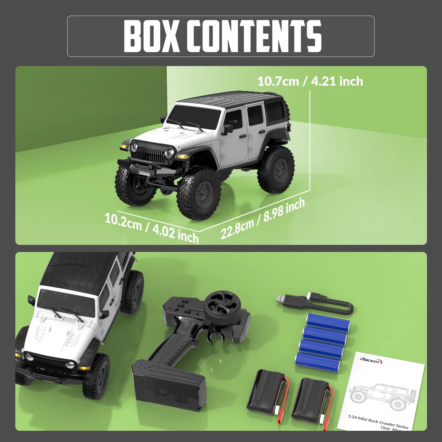 RCS24 off Road 1/24 Rock Crawlers with LED 4WD White
