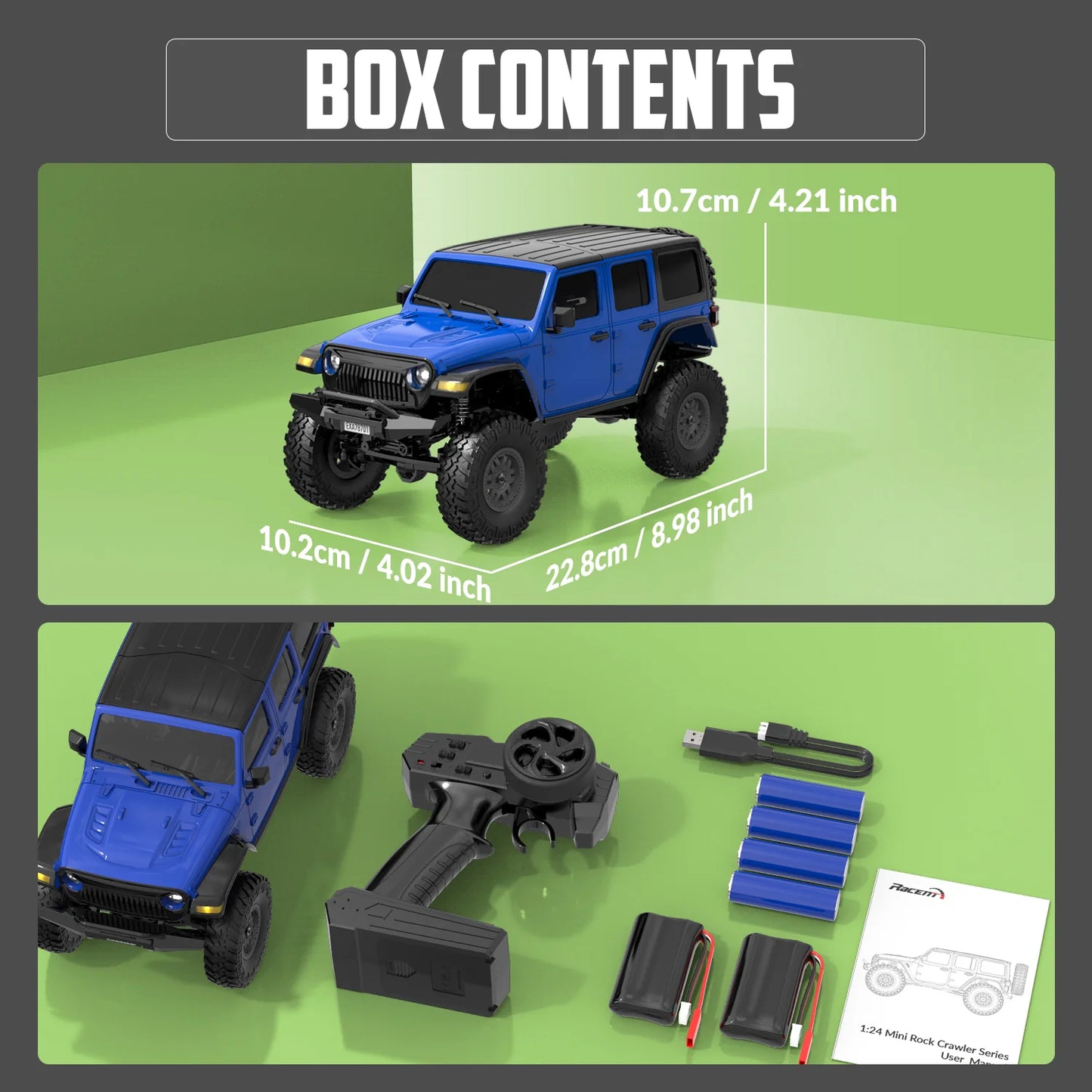 RCS24 off Road Crawlers 1/24 All Terrain 4WD Monster Truck Blue