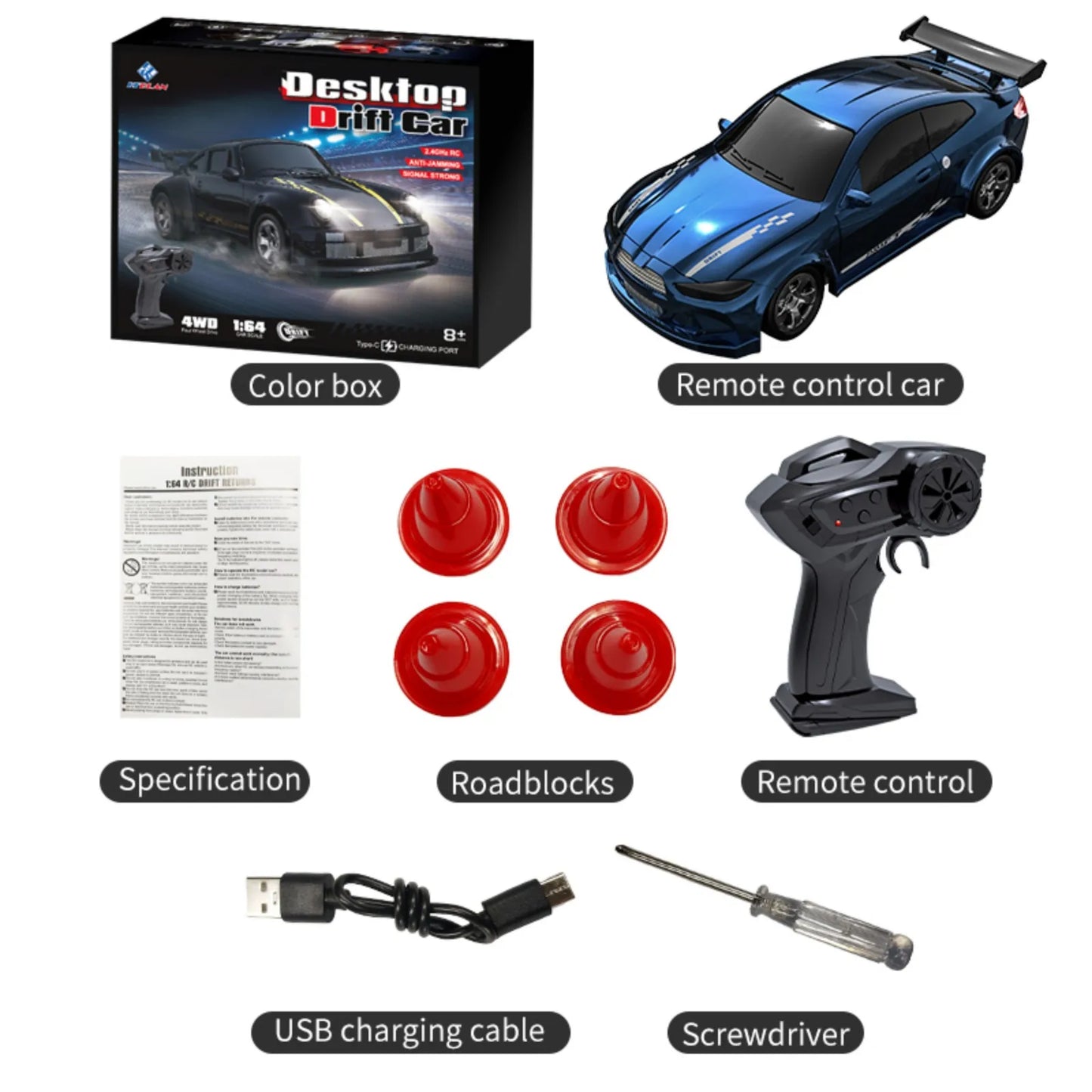 KF20 1:64 Mini RC Drift Car – 2.4GHz High-Speed 4WD Electric Racing Toy