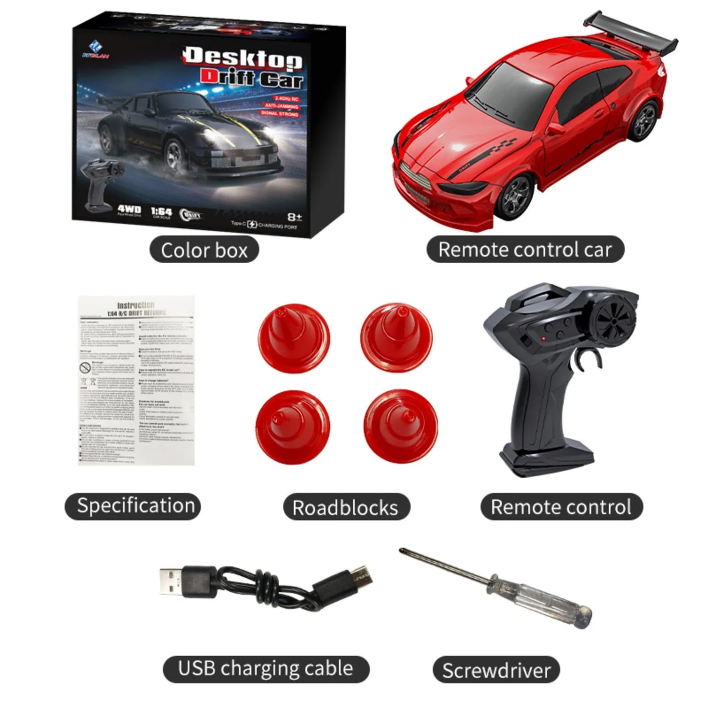 KF20 1:64 Mini RC Drift Car – 2.4GHz High-Speed 4WD Electric Racing Toy