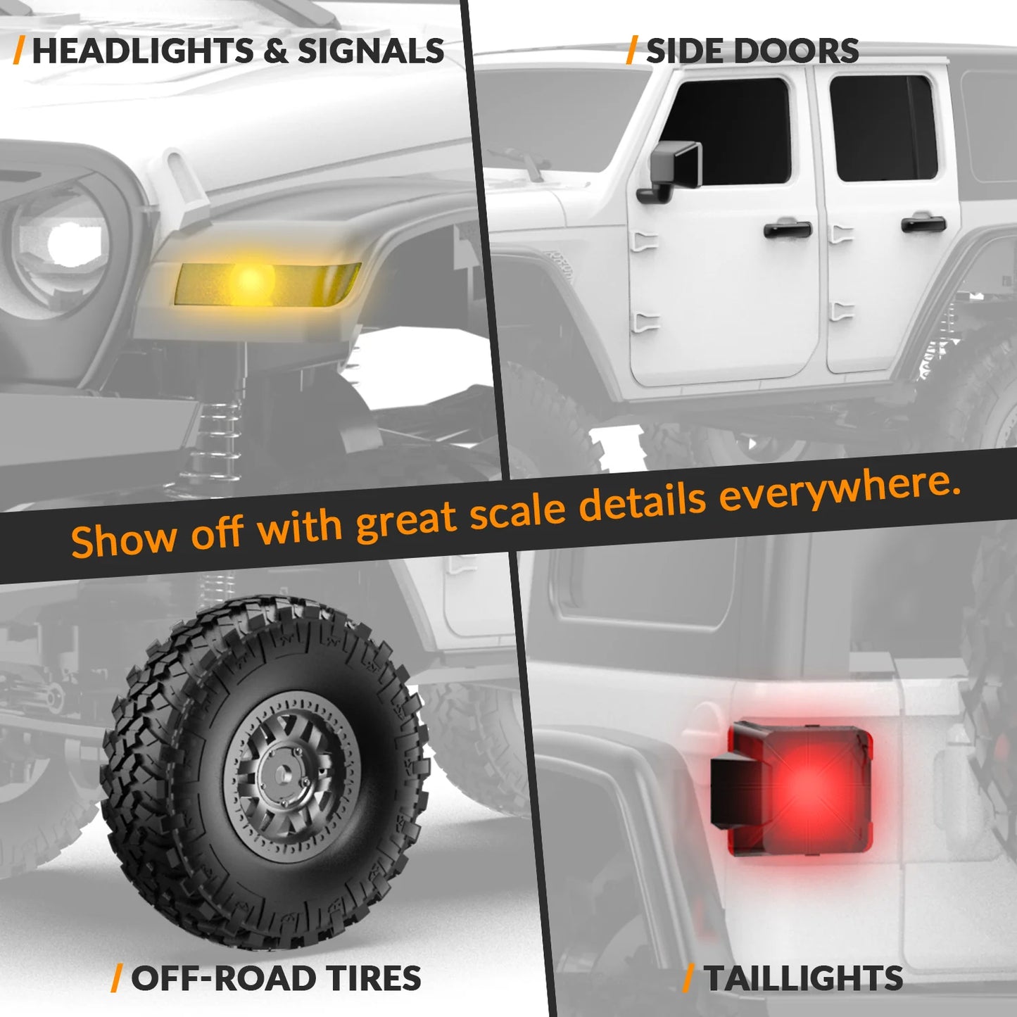 RCS24 off Road 1/24 Rock Crawlers with LED 4WD White