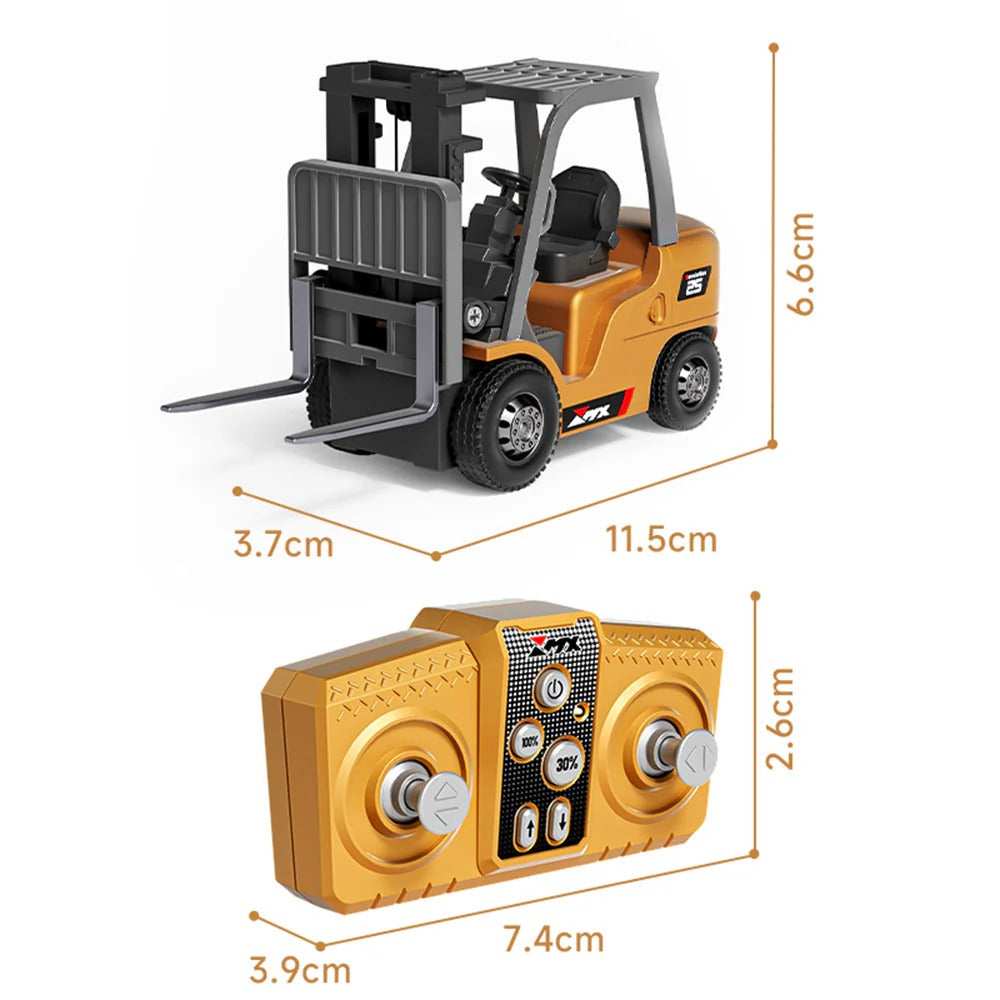 RC Forklift Remote Control Forklift with Flatbed Trailer Pullback Car 1/64 Scale 2.4G Kids Toy