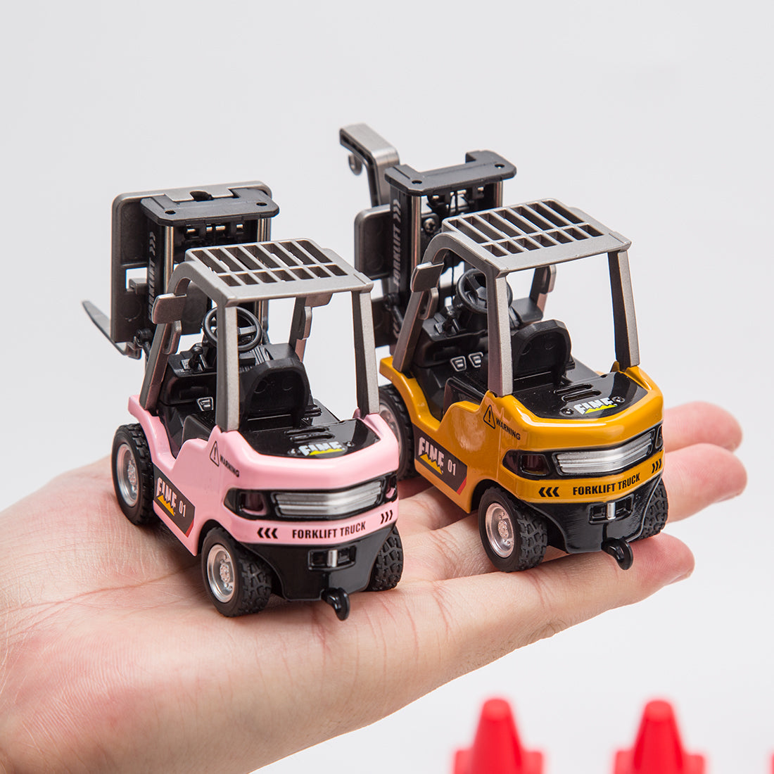 RC Forklift Remote Control Forklift with Flatbed Trailer Pullback Car 1/64 Scale 2.4G Kids Toy