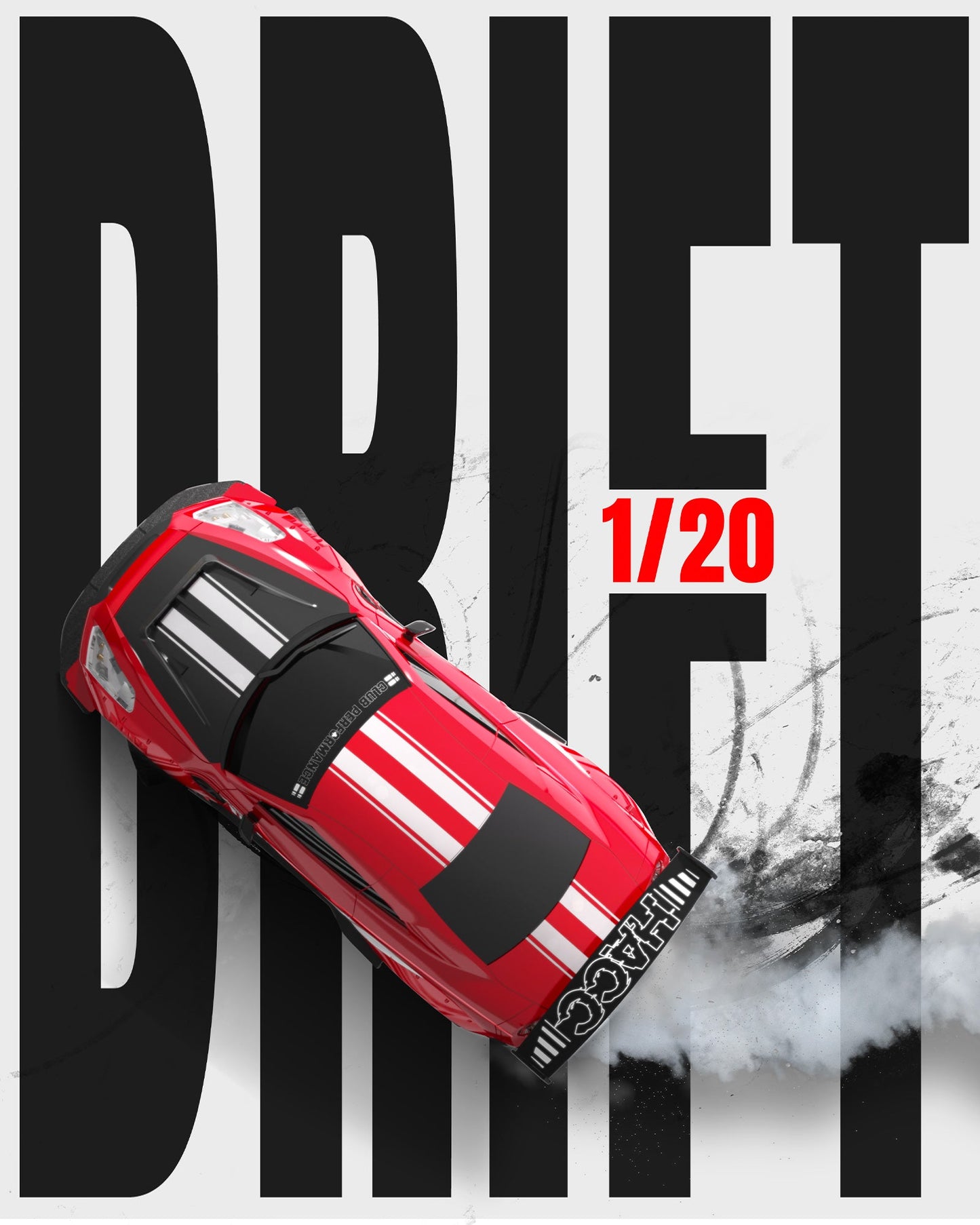 1:20 RC Drift Car 4WD, 2 Batteries, Dual Motor RED