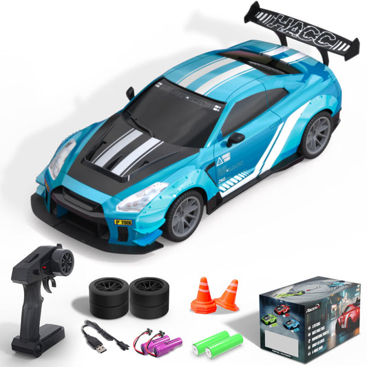1:20 RC Drift Car 4WD, LED Light, 2 Batteries Blue