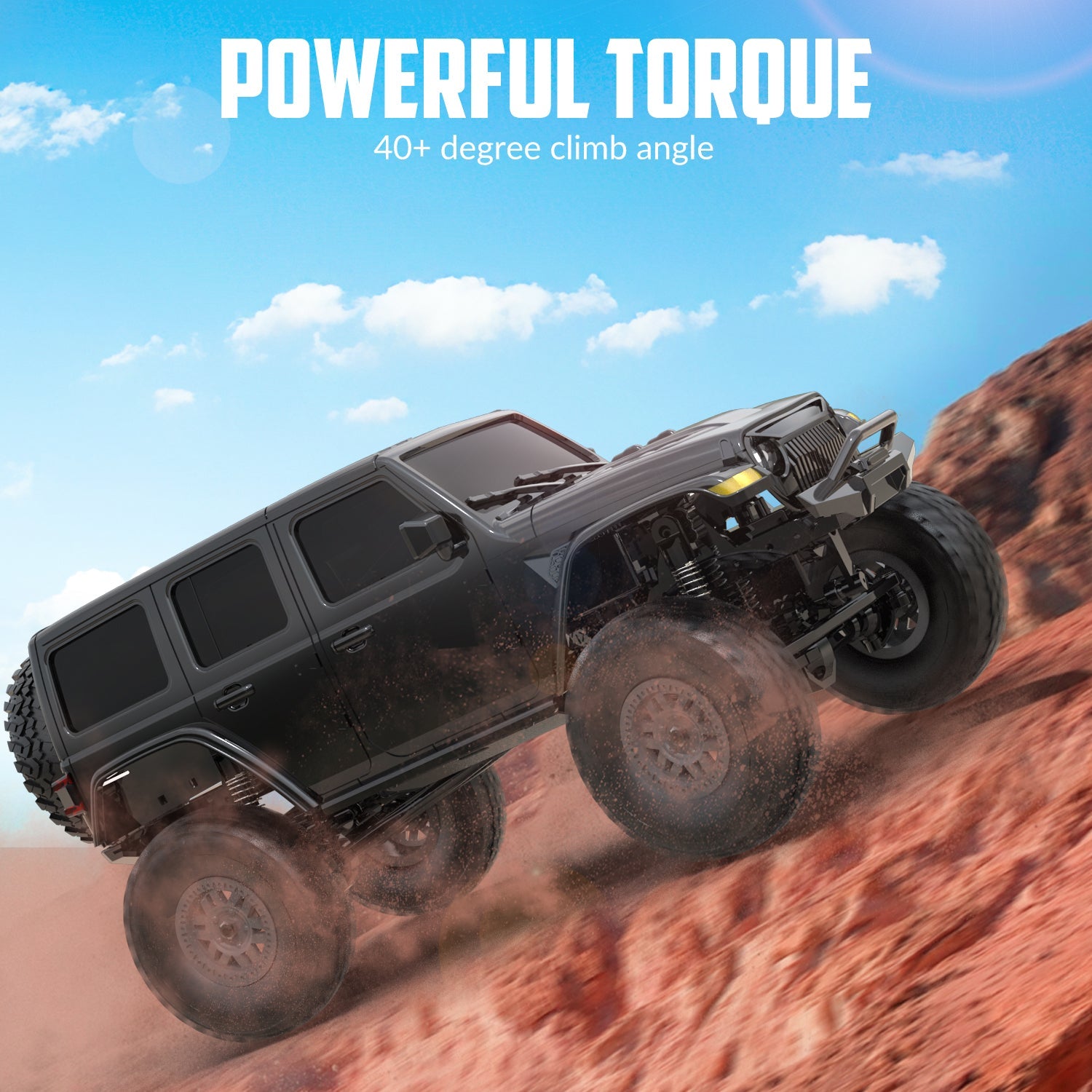 1:24 Crawler RC Monster Truck Rock Climbing with Led Light Black