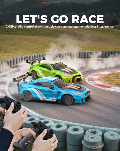 1:20 RC Drift Car 4WD, LED Light, 2 Batteries Blue