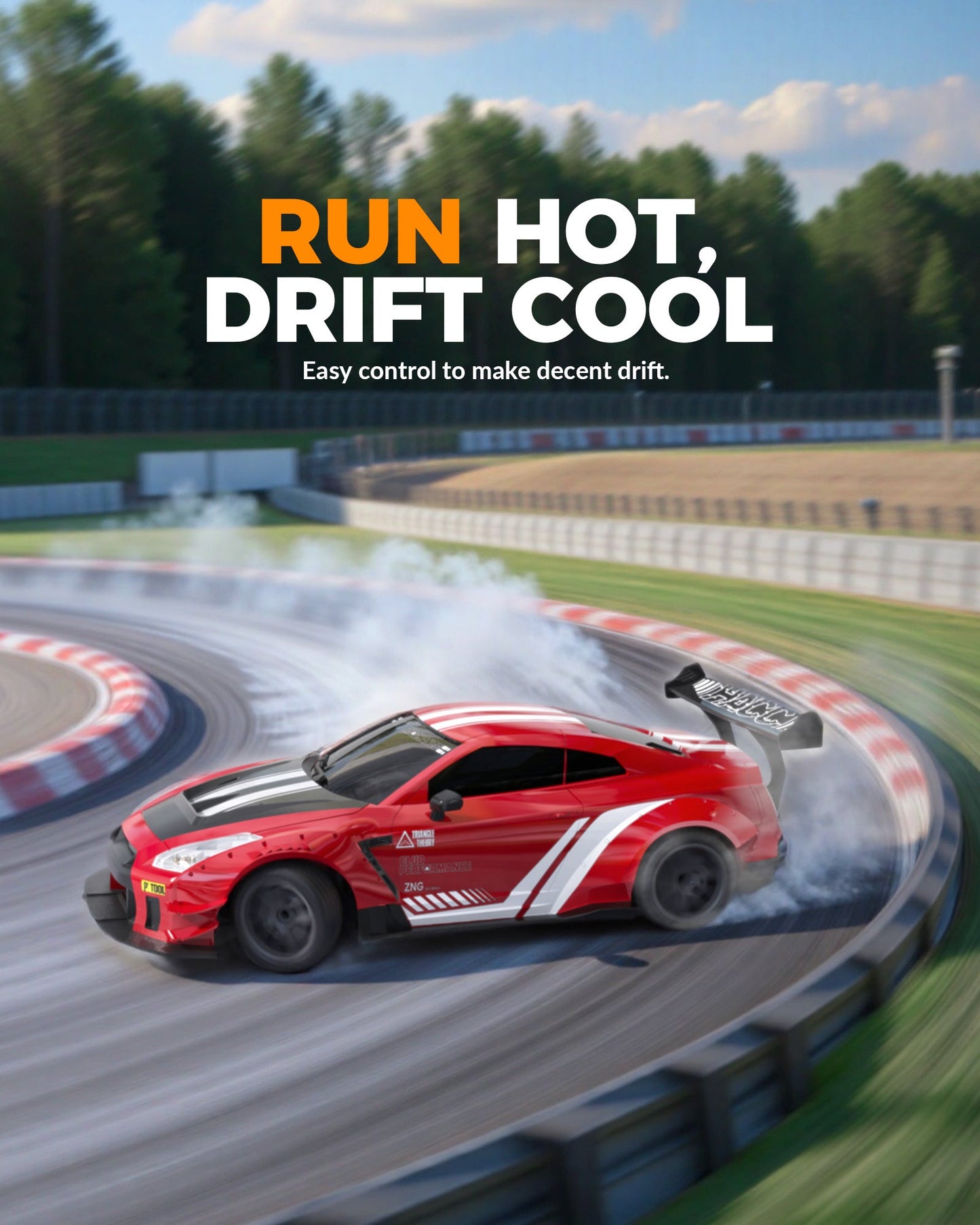 1:20 RC Drift Car 4WD, 2 Batteries, Dual Motor RED