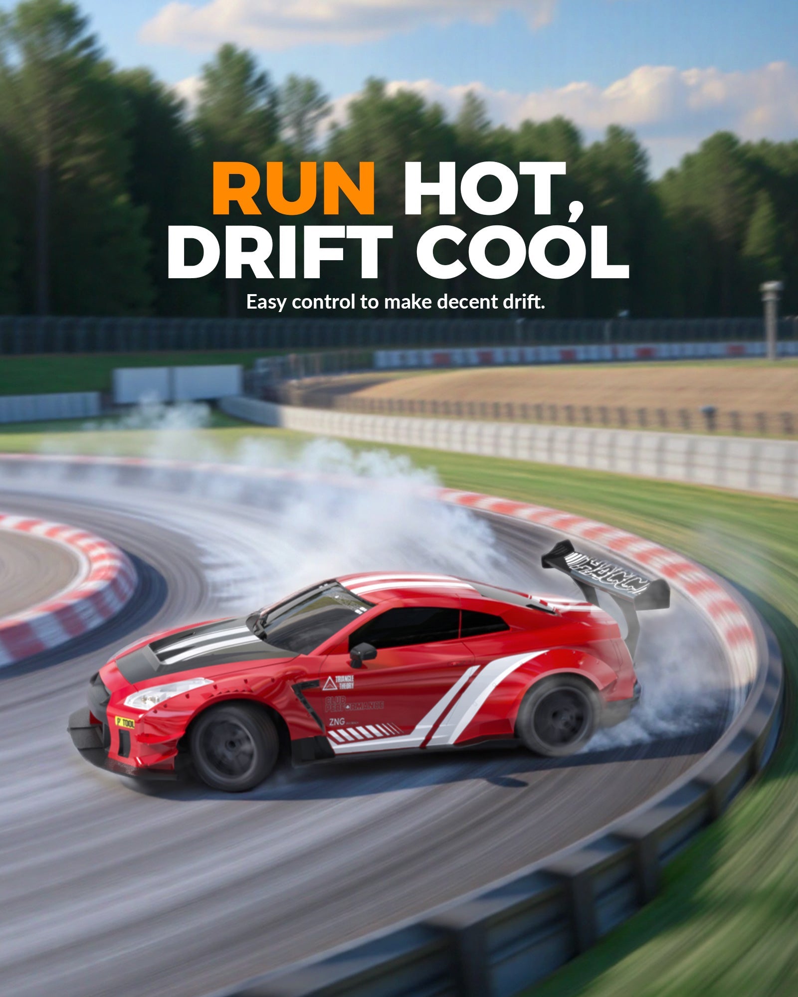 1:20 RC Drift Car 4WD, 2 Batteries, Dual Motor RED