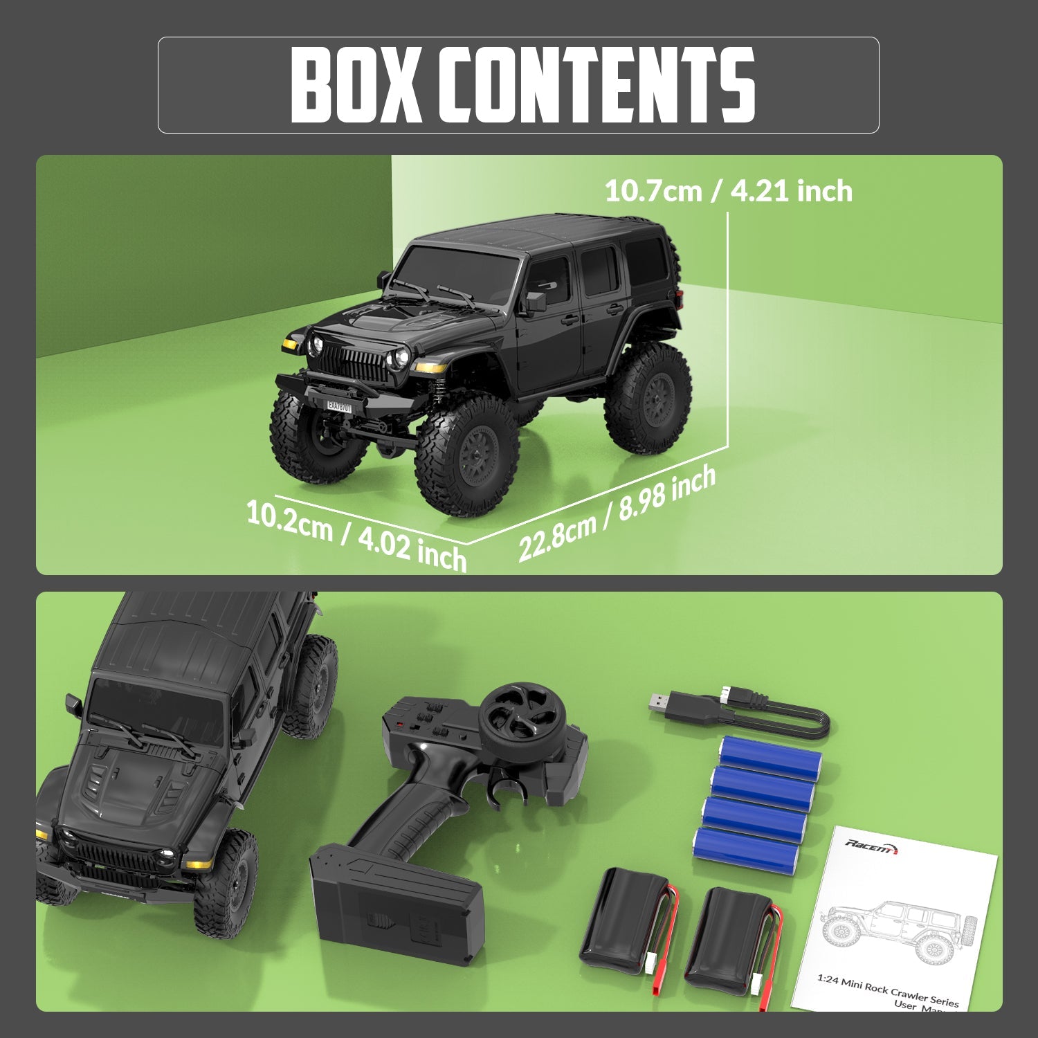 1:24 Crawler RC Monster Truck Rock Climbing with Led Light Black