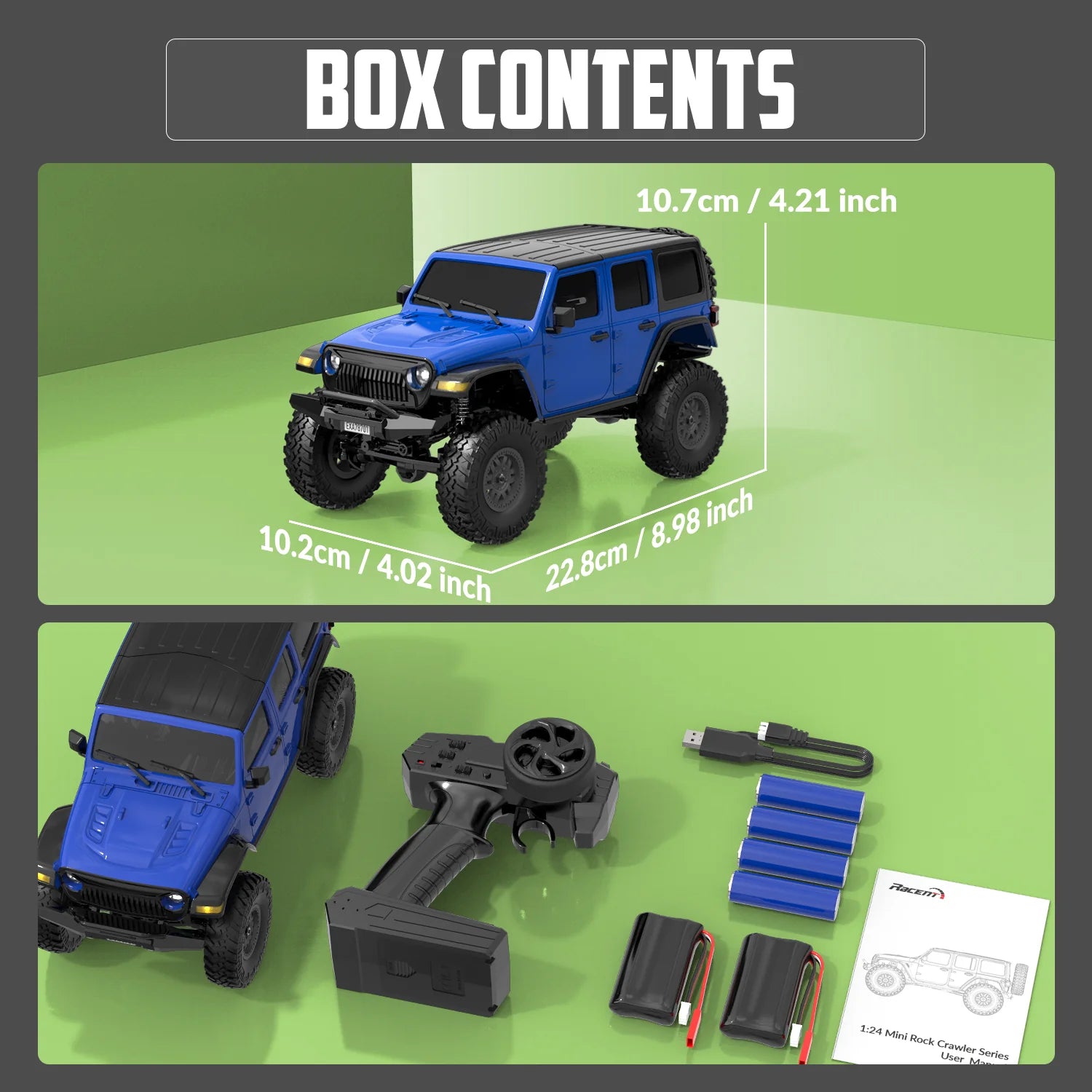 RCS24 off Road Crawlers 1/24 All Terrain 4WD Monster Truck Blue